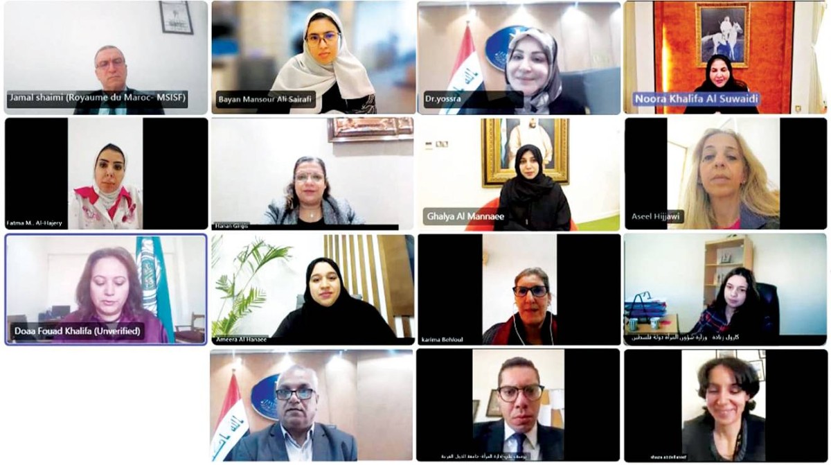 نورة السويدي والحضور خلال الاجتماع عن بعد