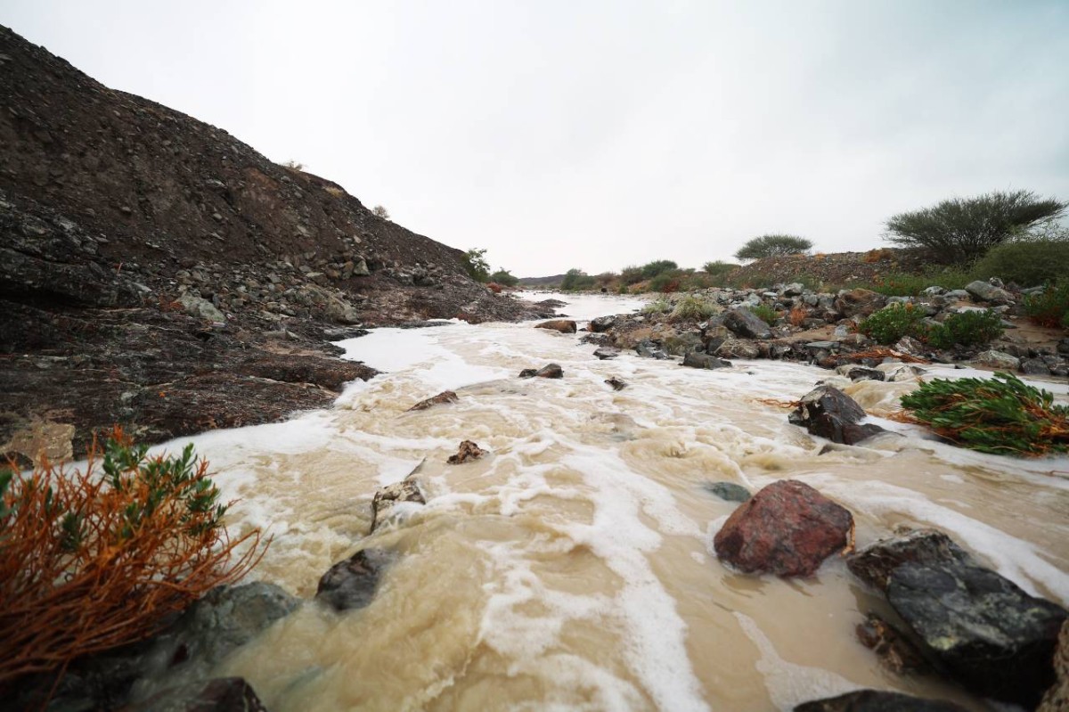 جريان الأودية في منطقة وادي شوكة 