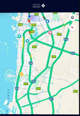 طرق دبي: الشوارع الرئيسية سالكة