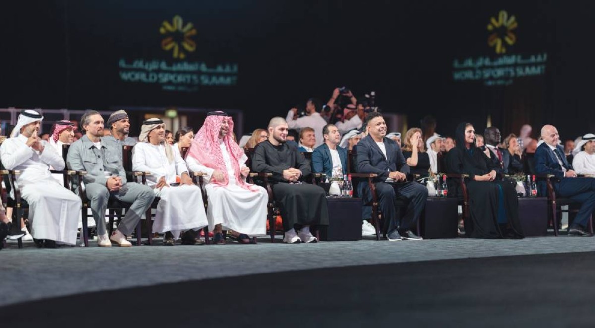 إنفانتينو ورونالدو وحبيب محمدوف وضيوف القمة خلال الافتتاح 