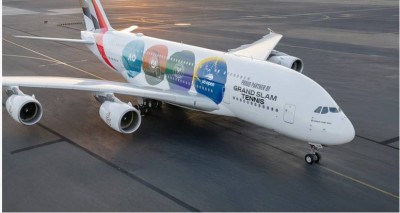 طيران الإمارات.. كسوة خاصة لطائرات الإيرباص A380 احتفاء برعاية «الغراند سلام» الأربع