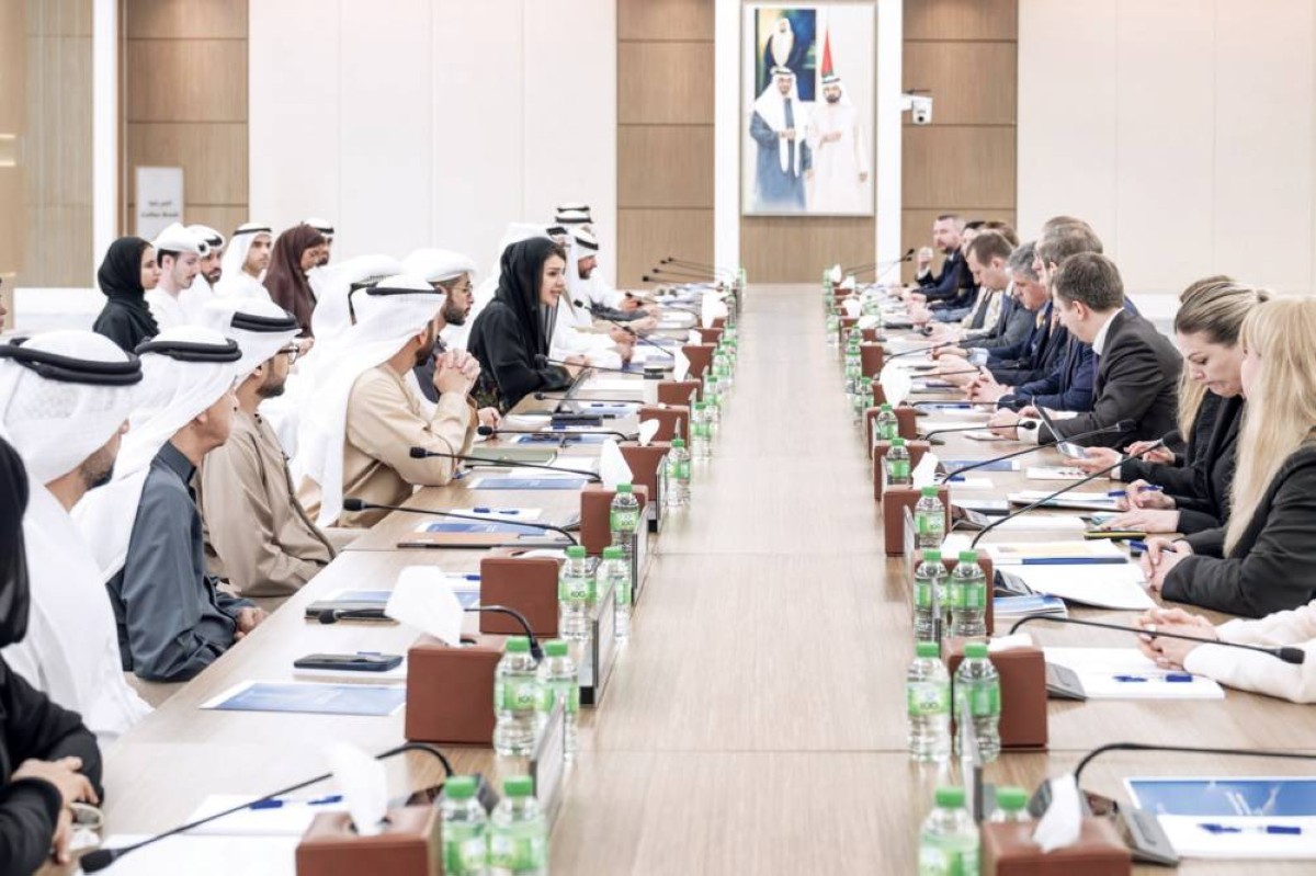 ريم الهاشمي خلال ترؤسها أعمال الدورة الرابعة للجنة المشتركة بين الإمارات وأوكرانيا