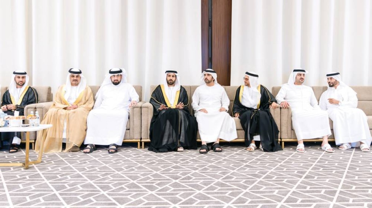 حمدان ومكتوم وأحمد بن محمد خلال الحفل