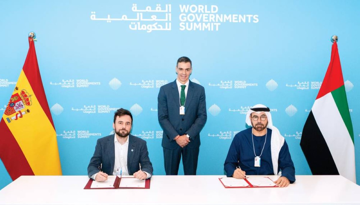 بحضور بيدرو سانشيز رئيس وزراء إسبانيا.. محمد القرقاوي ودييغو روبيو رودريغيز يوقعان اتفاقية تجديد الشراكة في مجالات التحديث الحكومي 