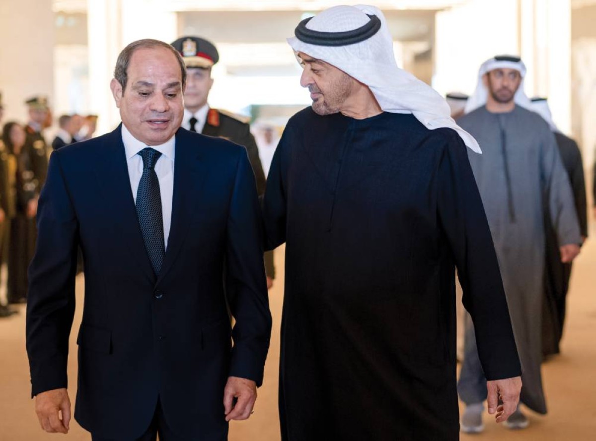  محمد بن زايد خلال استقبال عبدالفتاح السيسي 