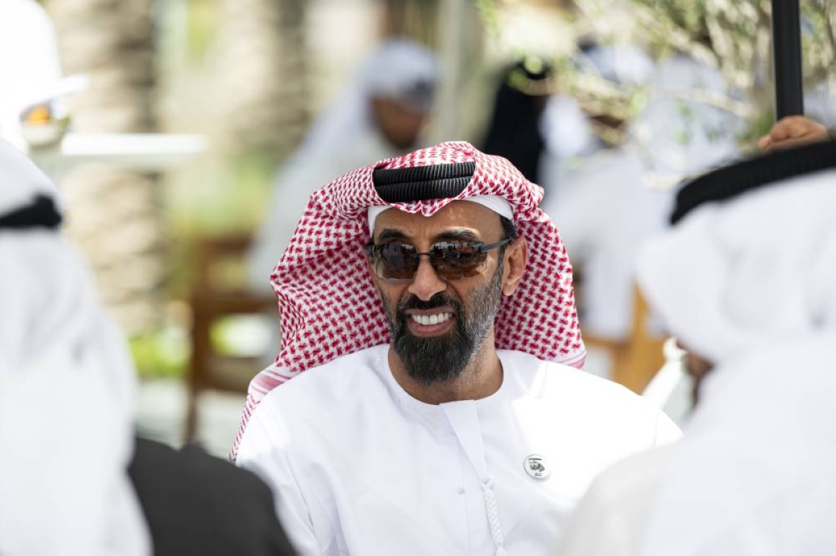 ABU DHABI, UNITED ARAB EMIRATES - February 14, 2026: HH Sheikh Tahnoon bin Zayed Al Nahyan, Deputy Ruler of Abu Dhabi and UAE National Security Adviser (C), attends a meeting with HH Sheikh Tamim bin Hamad Al Thani, Emir of Qatar (not shown), at Erth.
( Abdulla Al Bedwawi / UAE Presidential Court )
---