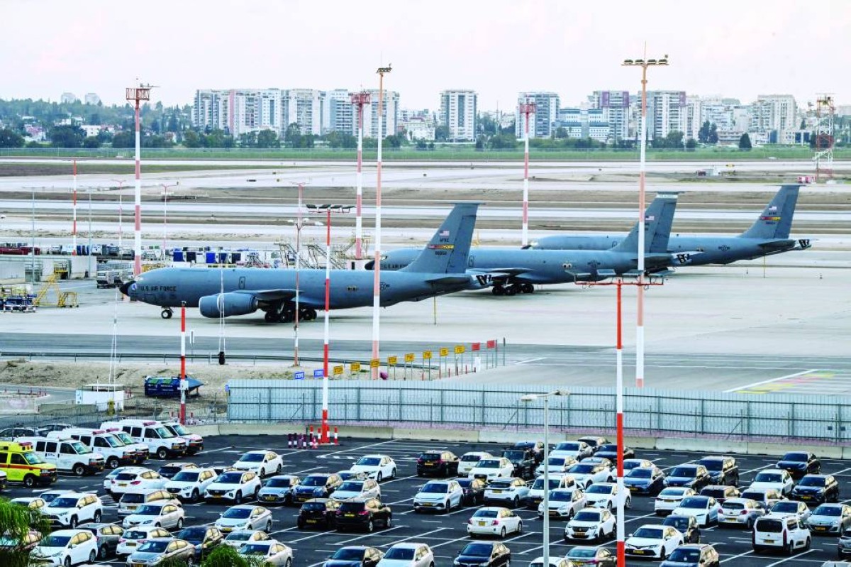 طائرات للتزود بالوقود تابعة لسلاح الجو الأمريكي في مطار «بن غوريون» قرب تل أبيب