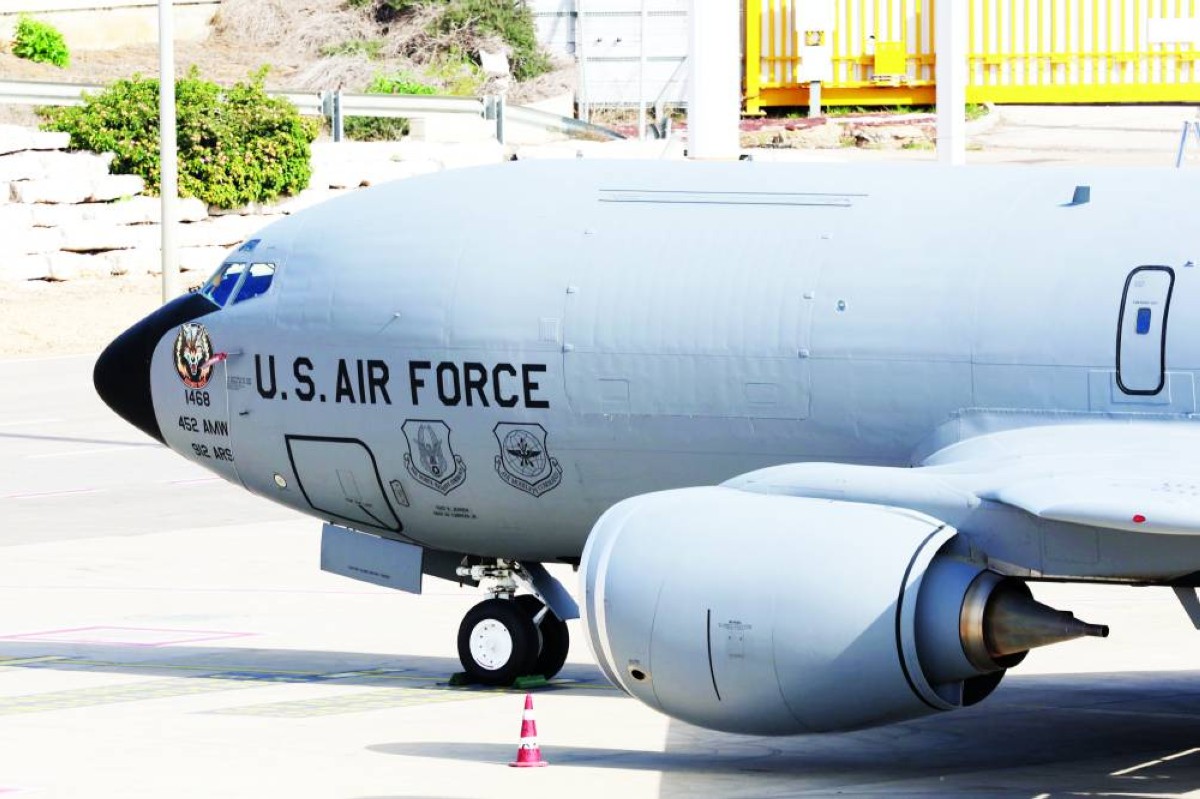 طائرة عسكرية تابعة لسلاح الجو الأمريكي في مطار بن غوريون قرب تل أبيب