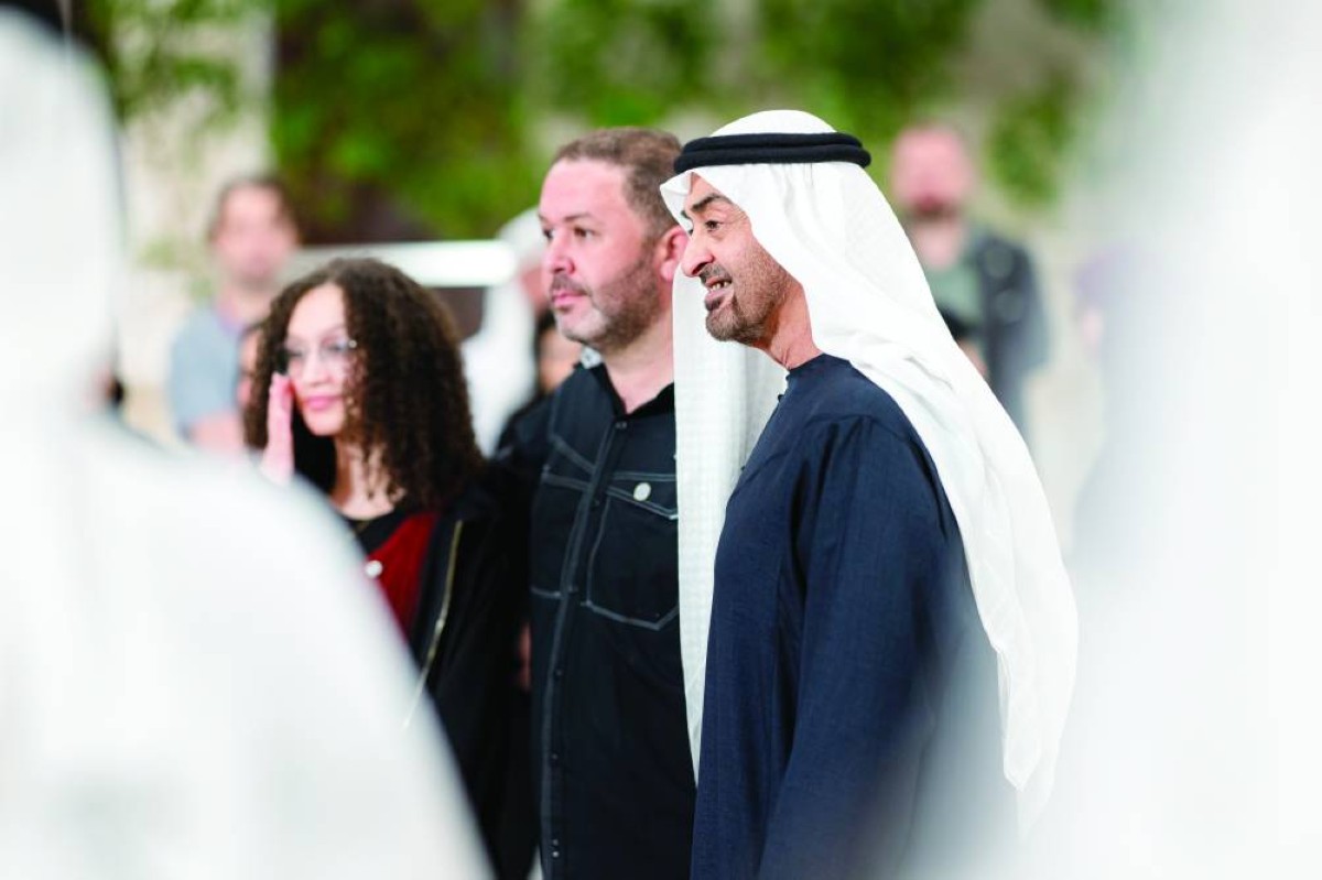 ABU DHABI, UNITED ARAB EMIRATES - February 25, 2026: HH Sheikh Mohamed bin Zayed Al Nahyan, President of the United Arab Emirates (R), stands a photograph with patients and donors at the Abu Dhabi Stem Cells Centre during an Iftar reception, at Al Bateen Palace

( Ryan Carter / UAE Presidential Court )
---