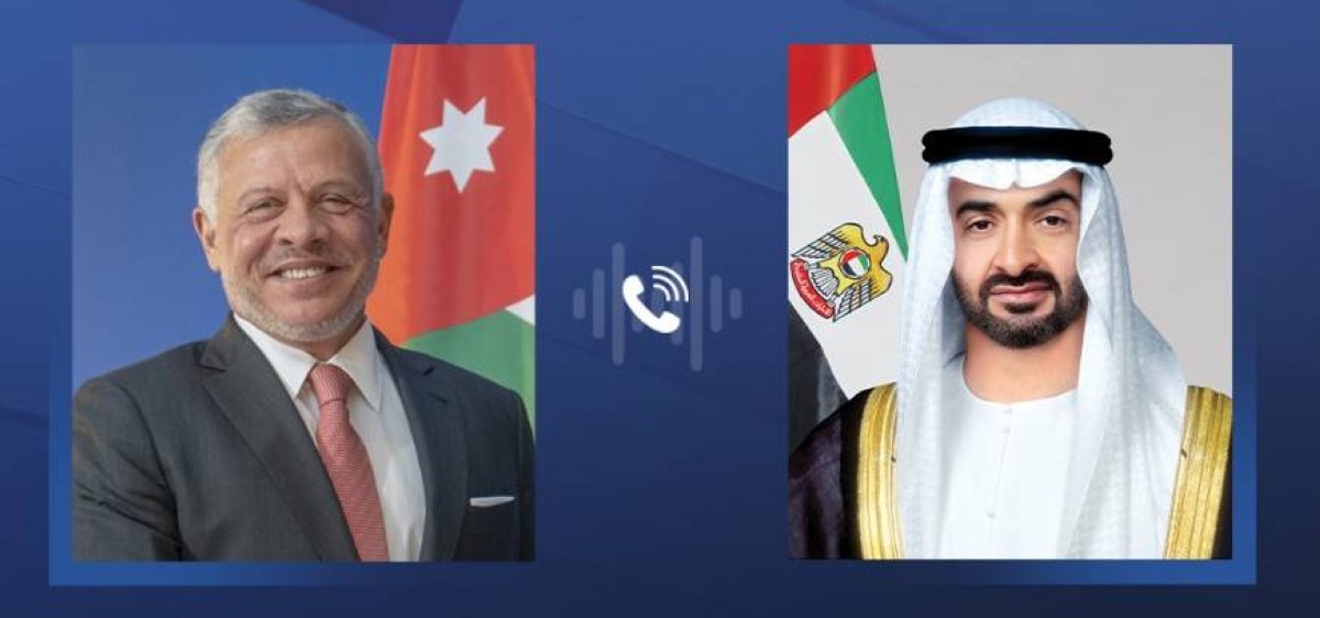 رئيس الدولة وملك الأردن يبحثان تطورات الأوضاع الراهنة وتداعياتها على أمن المنطقة واستقرارها