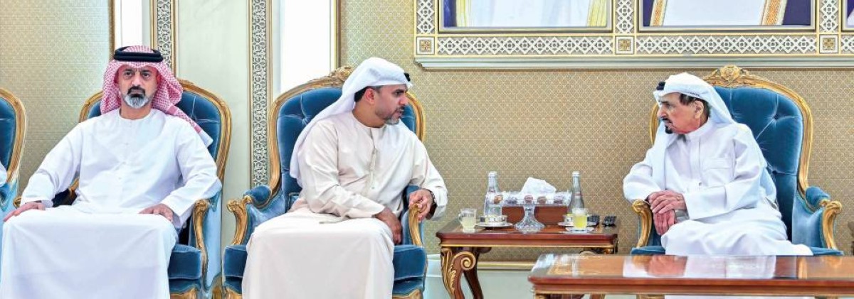 حميد النعيمي خلال استقبال عبدالله النعيمي بحضور عمار بن حميد 