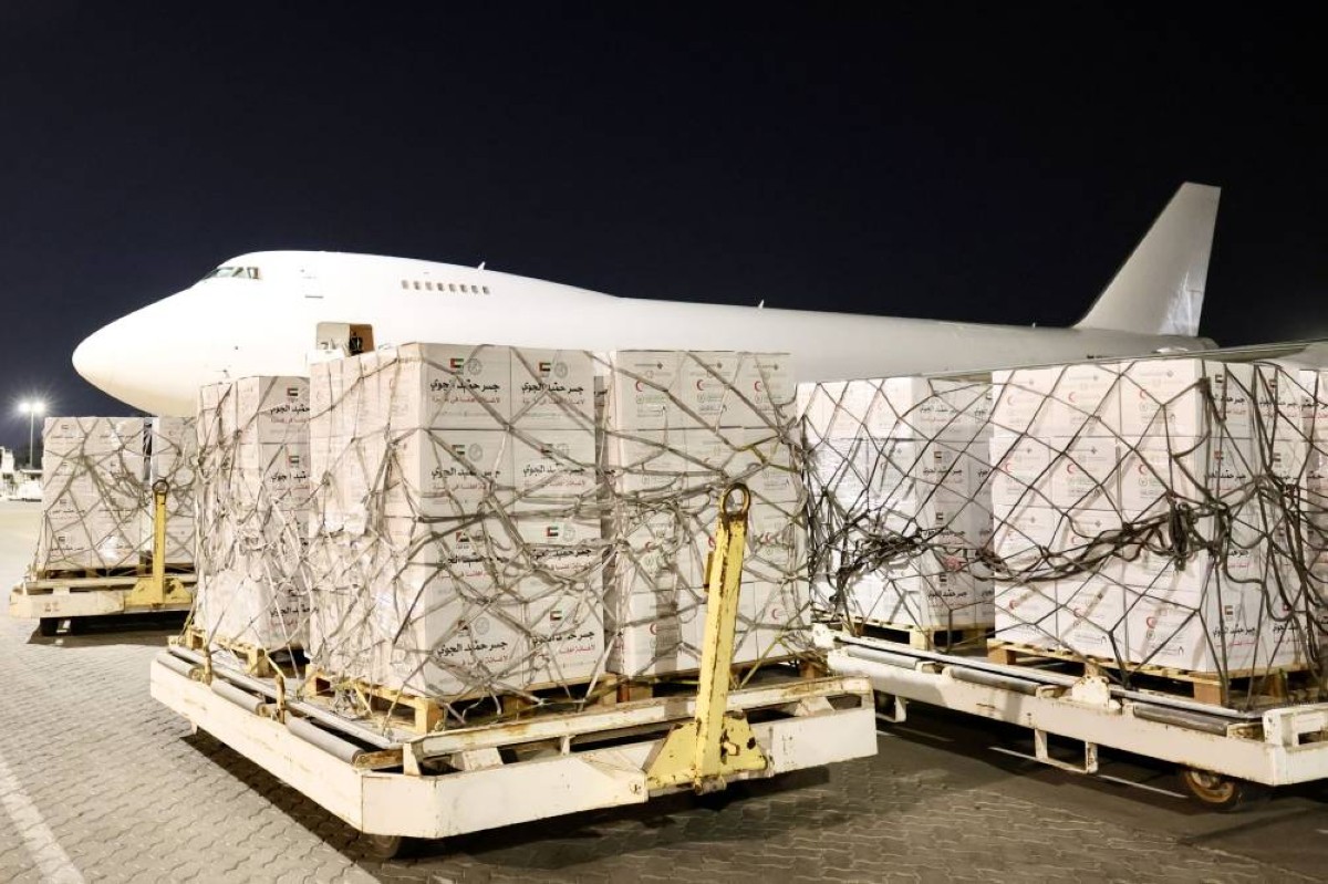 "جسر حميد الجوي" يواصل إرسال الطائرات الإغاثية إلى قطاع غزة