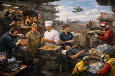 ما وراء الأسلحة والحرب.. أغرب الوظائف على متن حاملات الطائرات