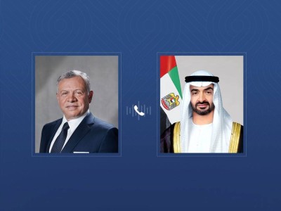 رئيس الدولة وملك الأردن  يبحثان هاتفياً التطورات الإقليمية والعدوان الإيراني الإرهابي
