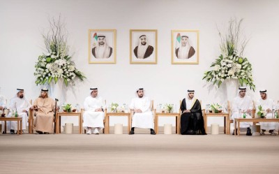 حمدان بن زايد خلال حضوره حفل الاستقبال