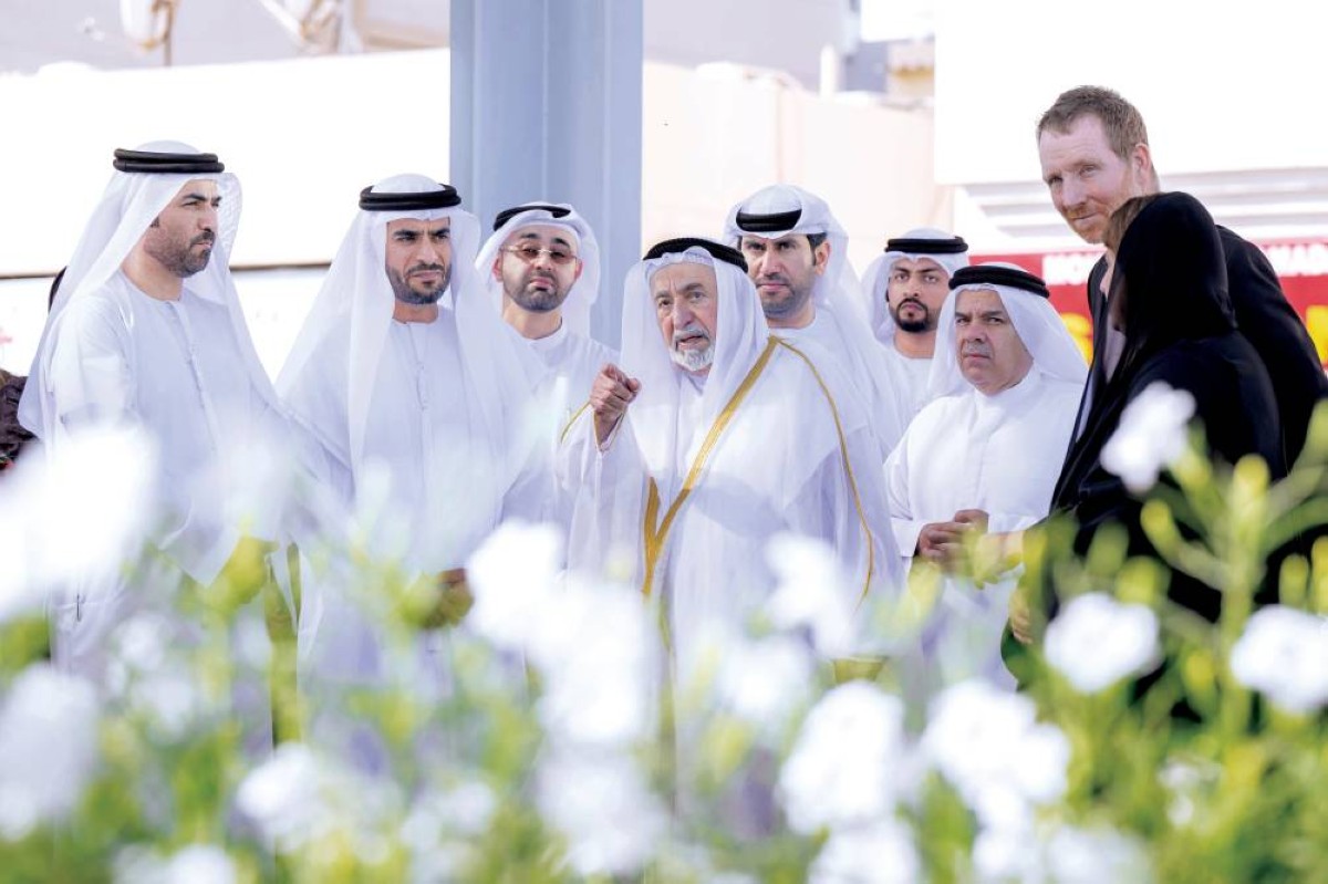 سلطان القاسمي خلال افتتاح الحديقة |
