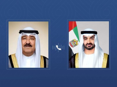 رئيس الدولة وأمير الكويت يتبادلان خلال اتصال هاتفي التهاني بمناسبة عيد الأضحى المبارك