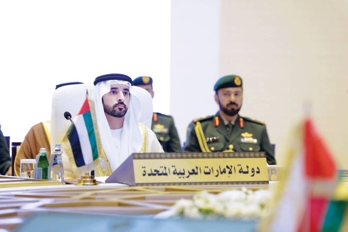 حمدان بن محمد مترئساً وفد الدولة خلال الاجتماع الـ21 لمجلس الدفاع الخليجي المشترك بالدوحة - نوفمبر 2024