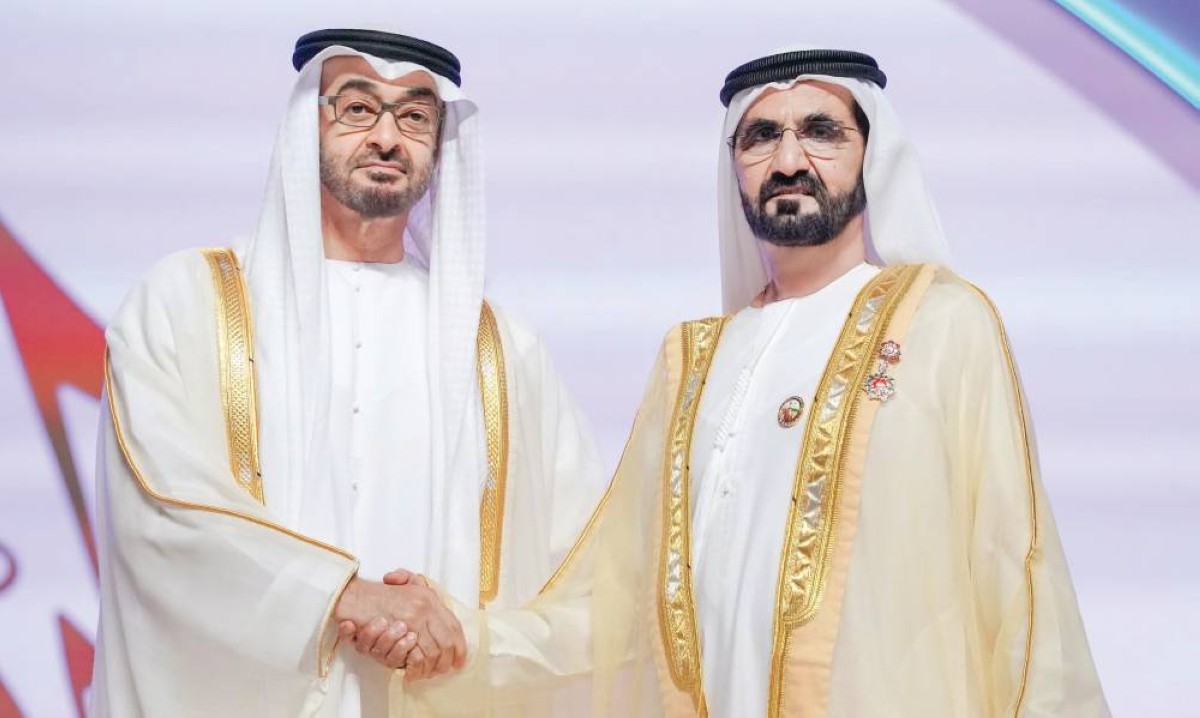 بقيادة محمد بن زايد وبدعم عضيده محمد بن راشد ماضون إلى قمم جديدة من الرفعة والازدهار