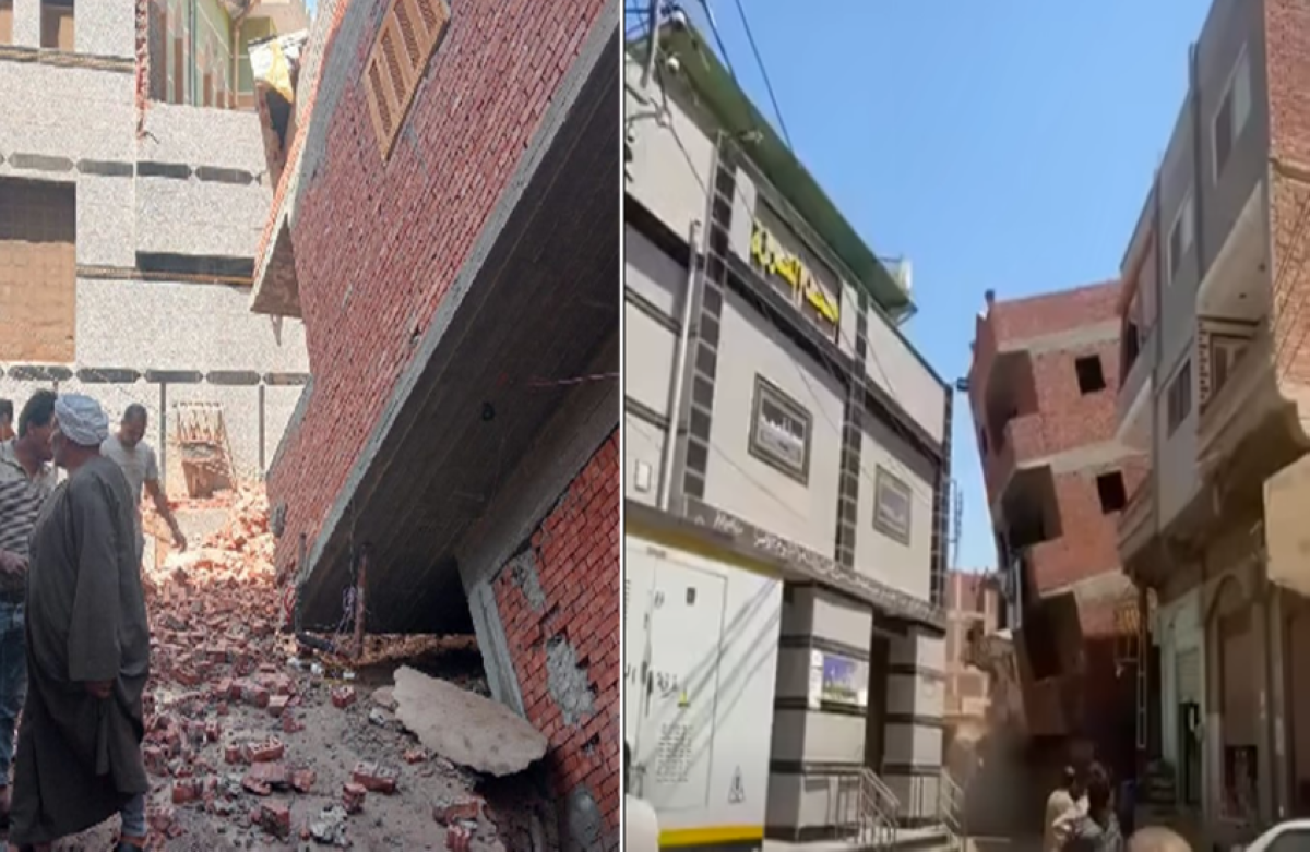 فيديو صادم.. انهيار عقار من 3 طوابق في مصر