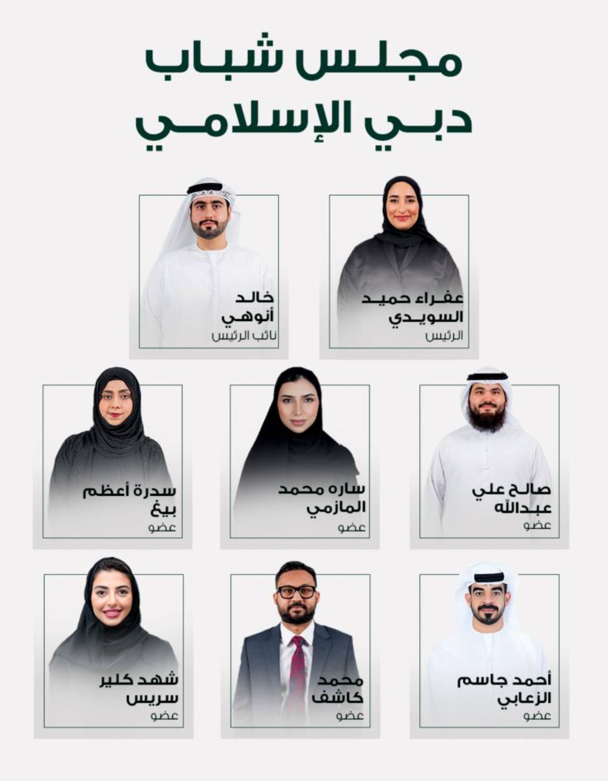 التشكيل الأول لمجلس دبي الإسلامي للشباب ويضم ثماني من الكفاءات الشابة من مختلف قطاعات البنك في دورة تمتد لعامين