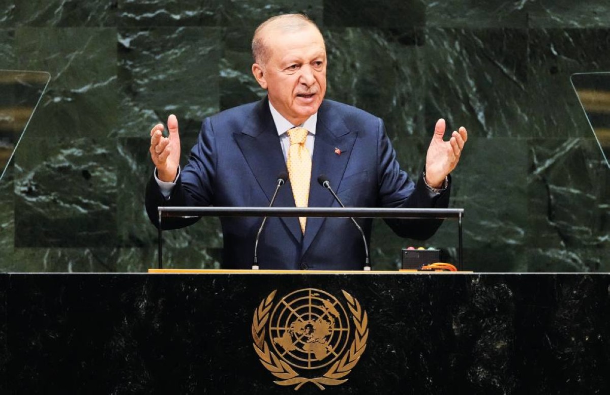 أردوغان خلال إلقاء كلمته أمام الجمعية العامة