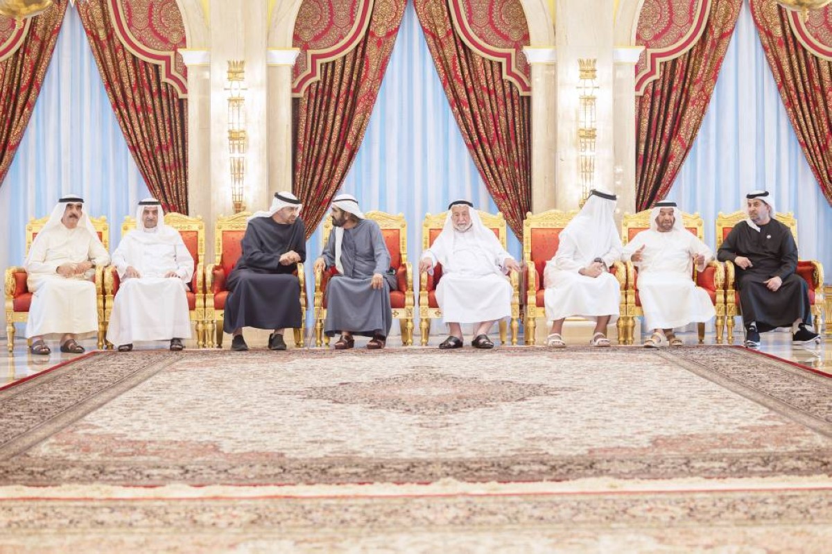 محمد بن زايد ومحمد بن راشد وسلطان القاسمي وحمد الشرقي وسعود المعلا وسعود بن صقر وحمدان بن زايد وسرور بن محمد