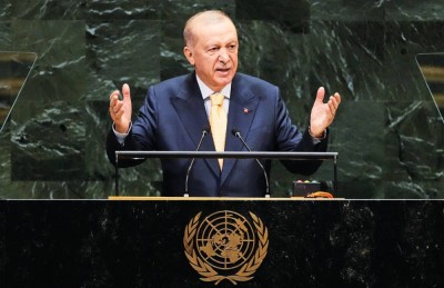 أردوغان خلال إلقاء كلمته أمام الجمعية العامة