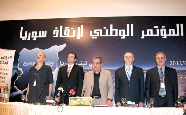 الصورة : معارضون سوريون يفتتحون مؤتمرهم في دمشق  	   إي.بي.ايه