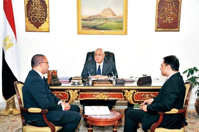 الصورة : الرئيس المصري عدلي منصور.. قنديل تمنى امتداد رئاسته عاماً أو عامين	أرشيفية