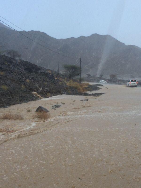 الصورة : أمطار رعدية على مسافي في المنطقة الشرقية والطويين جنوب رأس الخيمة