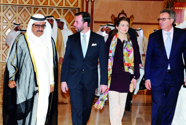 الصورة : نائب حاكم دبي خلال استقباله ولي عهد دوقية لوكسمبورغ	وام