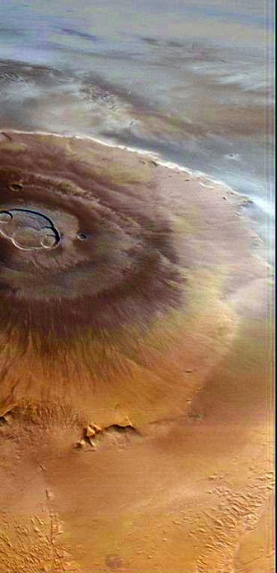 الصورة : موقع فوهة بركانية على سطح الكوكب الأحمر
