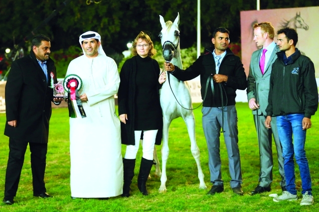 الصورة : ■ من مراسم تتويج منافسات أمس لمسابقة جمال الخيول  |  تصوير: مرهف العساف