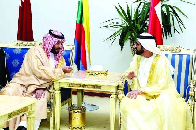 الصورة : نائب رئيس الدولة ملتقياً ولي ولي العهد السعودي | البيان