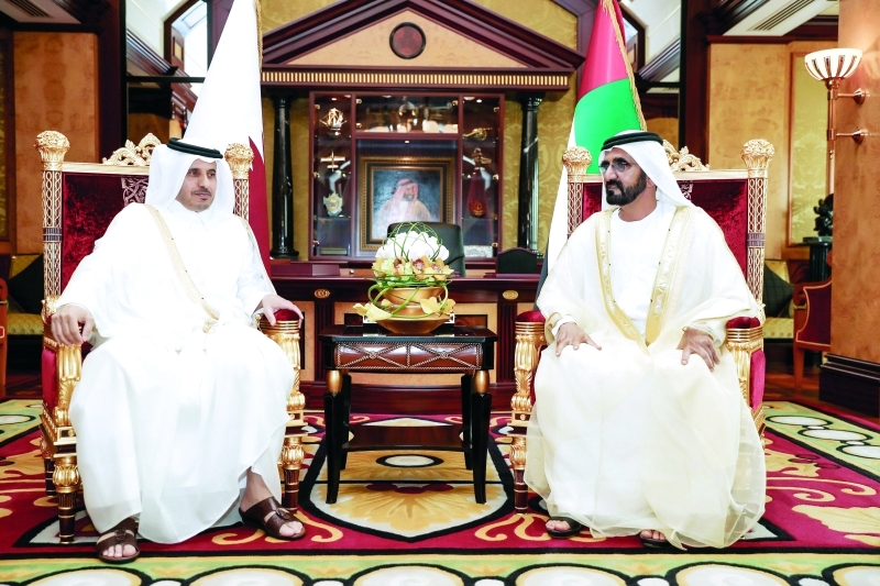 الصورة : ■ سموه ورئيس وزراء قطر