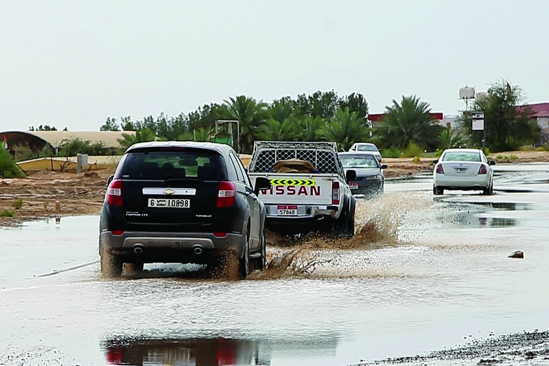 الصورة : مياه الأمطار في مدينة الوثبة