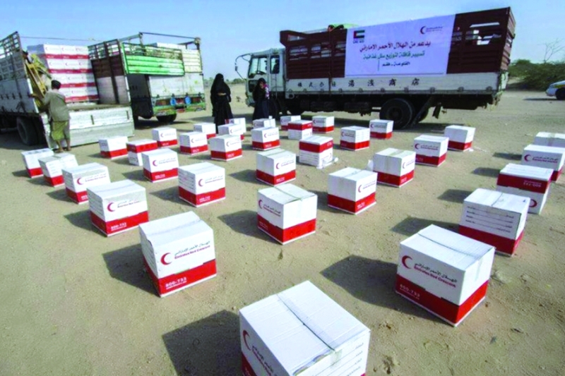 الصورة : جانب من المساعدات الإماراتية التي وصلت إلى  مناطق الساحل الغربي في اليمن   البيان