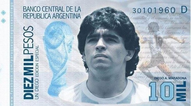 عرض مشروع على الكونجرس الأرجنتيني لوضع شخصية مارادينا على الأوراق النقدية – الرياضي – الملاعب الدولية