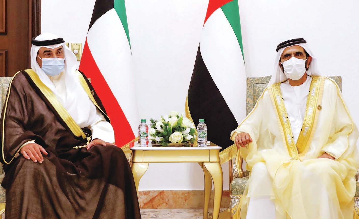 الصورة : محمد بن راشد خلال لقائه رئيس وزراء الكويت | تصوير: خليفة اليوسف