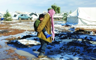 الصورة: الصورة: «هبة».. ثلوج وبرد شديد في سوريا ولبنان والأردن