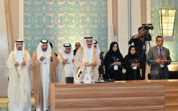 الصورة: الصورة: رؤساء البرلمانات العربية يقفون دقيقة صمت ودعاء للشيخ خليفة بن زايد
