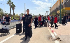الصورة: الصورة: فريال أشرف وسيف عيسى يحملان علم مصر في افتتاح دورة ألعاب البحر المتوسط