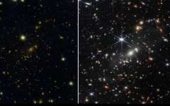 الصورة: الصورة: أعمق نقطة في الكون..  مقارنة بين تلسكوبي "جيمس ويب" و"هابل"