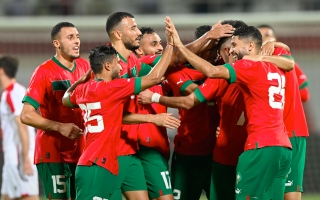 الصورة: الصورة: من منتصف الملعب.. هدف رائع لحكيم زياش في مباراة المغرب وجورجيا (فيديو)