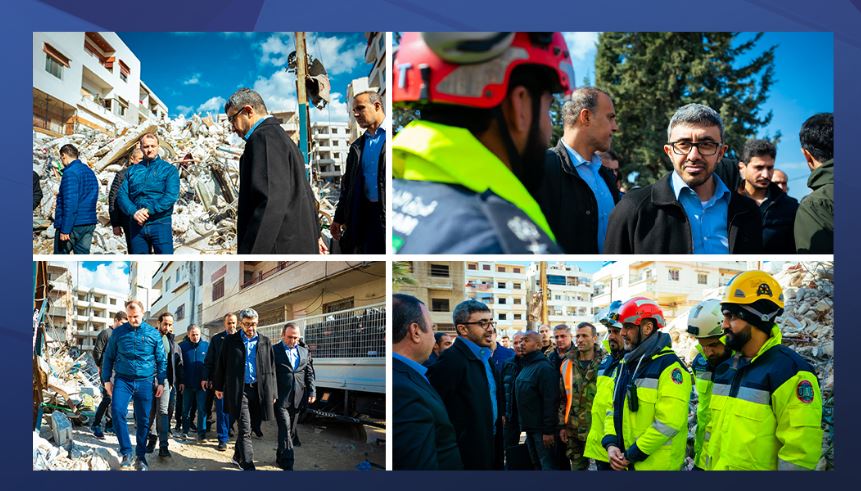 عبدالله بن زايد يتفقد المناطق المتأثرة بالزلزال في تركيا