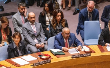 الصورة: الصورة: المرر يحث مجلس الأمن على تعزيز الحوار والتعاون بين الدول لحل النزاعات سلمياً