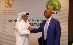 الصورة: الصورة: اتفاقية تعاون بين اتحاد كأس الخليج و«كاف»