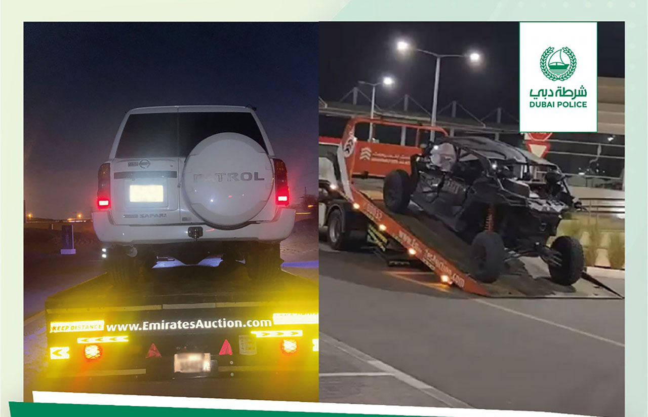 شرطة دبي تحجز مركبة ودراجة ترفيهية استعرض سائقها في الروية