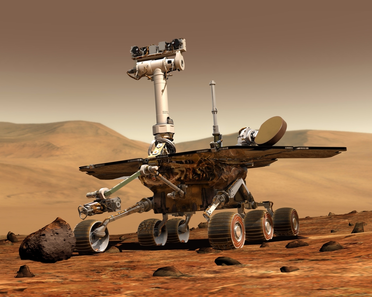 الصورة : 2019 وكالة ناسا تُعلن اختتام مهمَّة مركبة أبورتيونيتي المريخيَّة، التي دامت 15 عاماً.